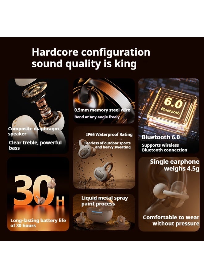 Monster D05 Open-Ear Clip Wireless Bluetooth Earbuds, HiFi Sound with Composite Diaphragm, Bluetooth 6.0, 30H Playtime, Ultra Lightweight 4.5g, IP66 Waterproof Sports Headphones for Running & Outdoor Use - Image 4